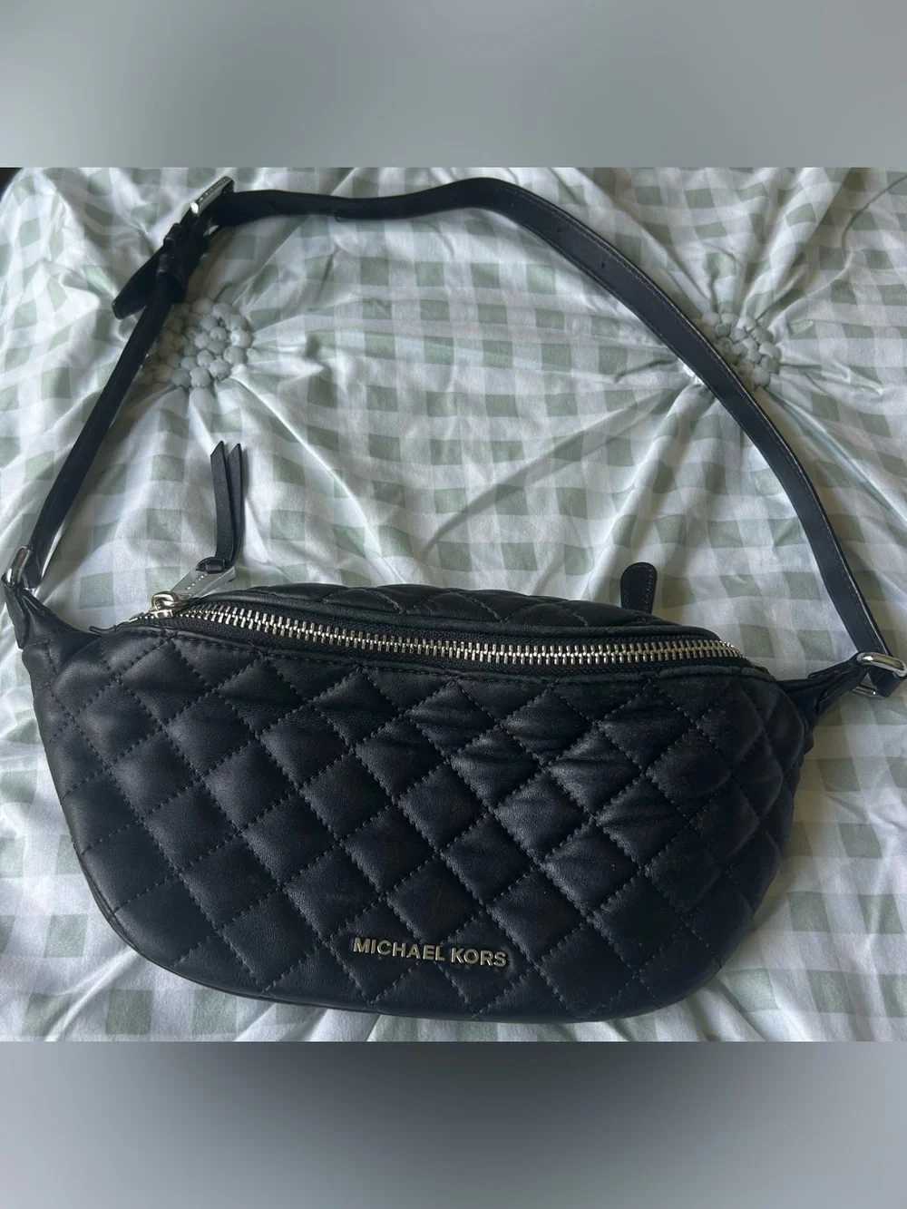Michael Kors Black Quilted Leather Crossbody Belt Bag See pictures